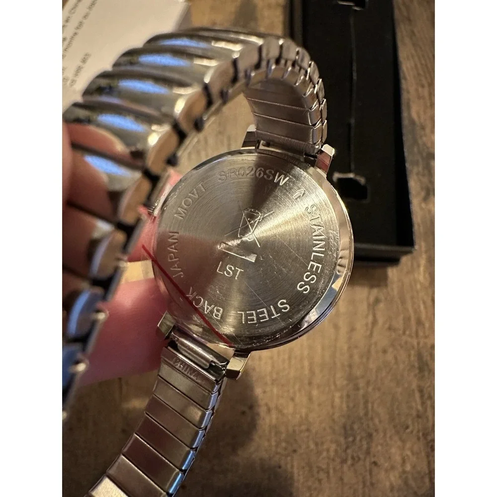 VTG‎ Avon Mother Of Pearl Dial Women's Silver Tone Watch W/Box Expandable Band